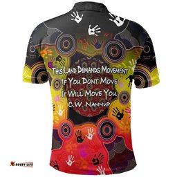 C.W. Nannup Aboriginal Polo Shirt, Indigenous Circle Dot Painting Hand Art