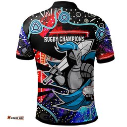 Knights Rugby Polo Shirt - Custom Knights Rugby League Team with Aboriginal Culture Player And Number Polo Shirt