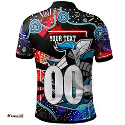 Knights Rugby Polo Shirt - Custom Knights Rugby League Team with Aboriginal Culture Player And Number Polo Shirt