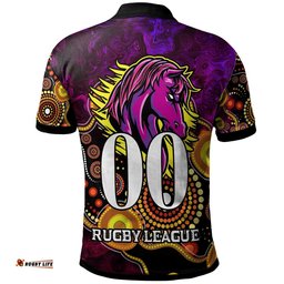 Broncos Rugby Polo Shirt - Custom Personalised Broncos with Aboriginal Dot Painting Player And Number Polo Shirt
