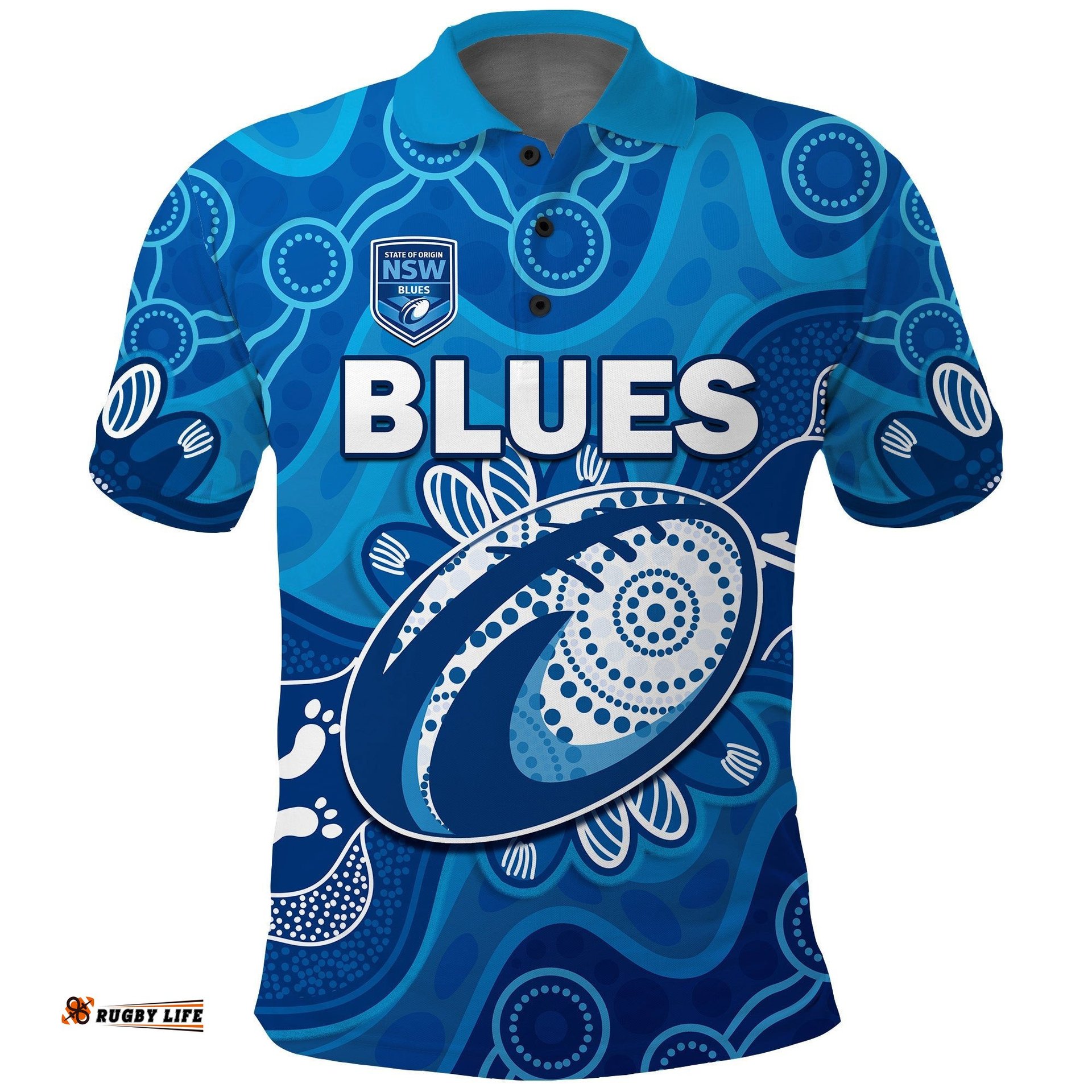 NSW Blues Polo Shirt New South Wales Aboriginal Art