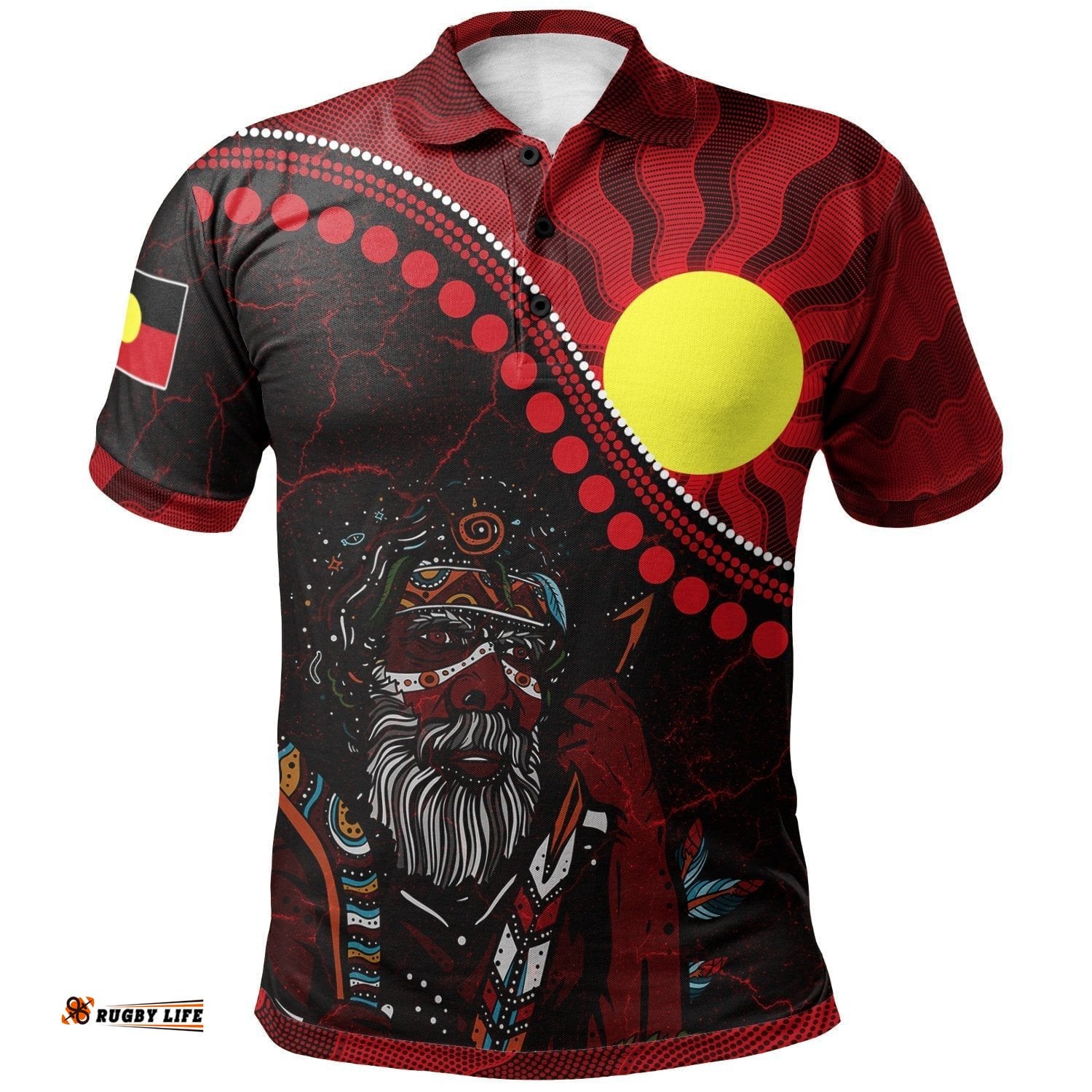 Aboriginal Polo Shirts - Indigenous People And Sun