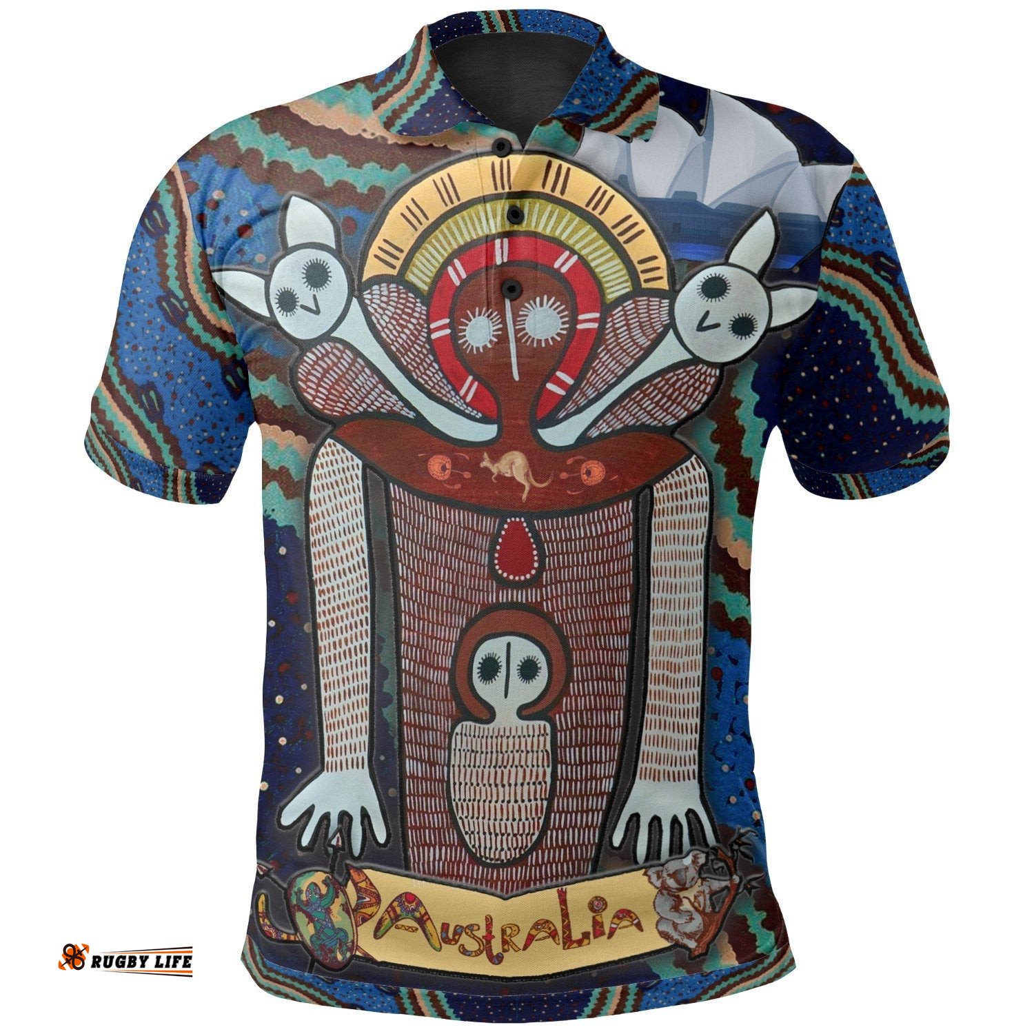 Wandjina Polo Shirt - Australian Aboriginal Mythology - My Australia