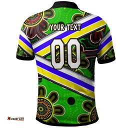 Raiders Rugby Polo Shirt - Custom Raiders With Rugby Ball Aboriginal Art Personalised Player And Number Polo Shirt