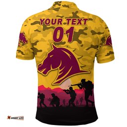 Custom Personalised Broncos ANZAC 2022 Polo Shirt Simple Style - Gold