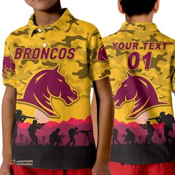 Custom Personalised Broncos ANZAC Polo Shirt Simple Style - Gold