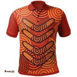 Aboriginal Polo Shirts - Aboriginal Boomerangs And Dot Circle