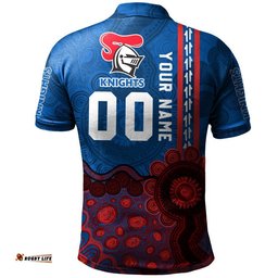 Newcastle Knights Aboriginal Polo Shirt Rugby Indigenous Kangaroo Tracks - NRL