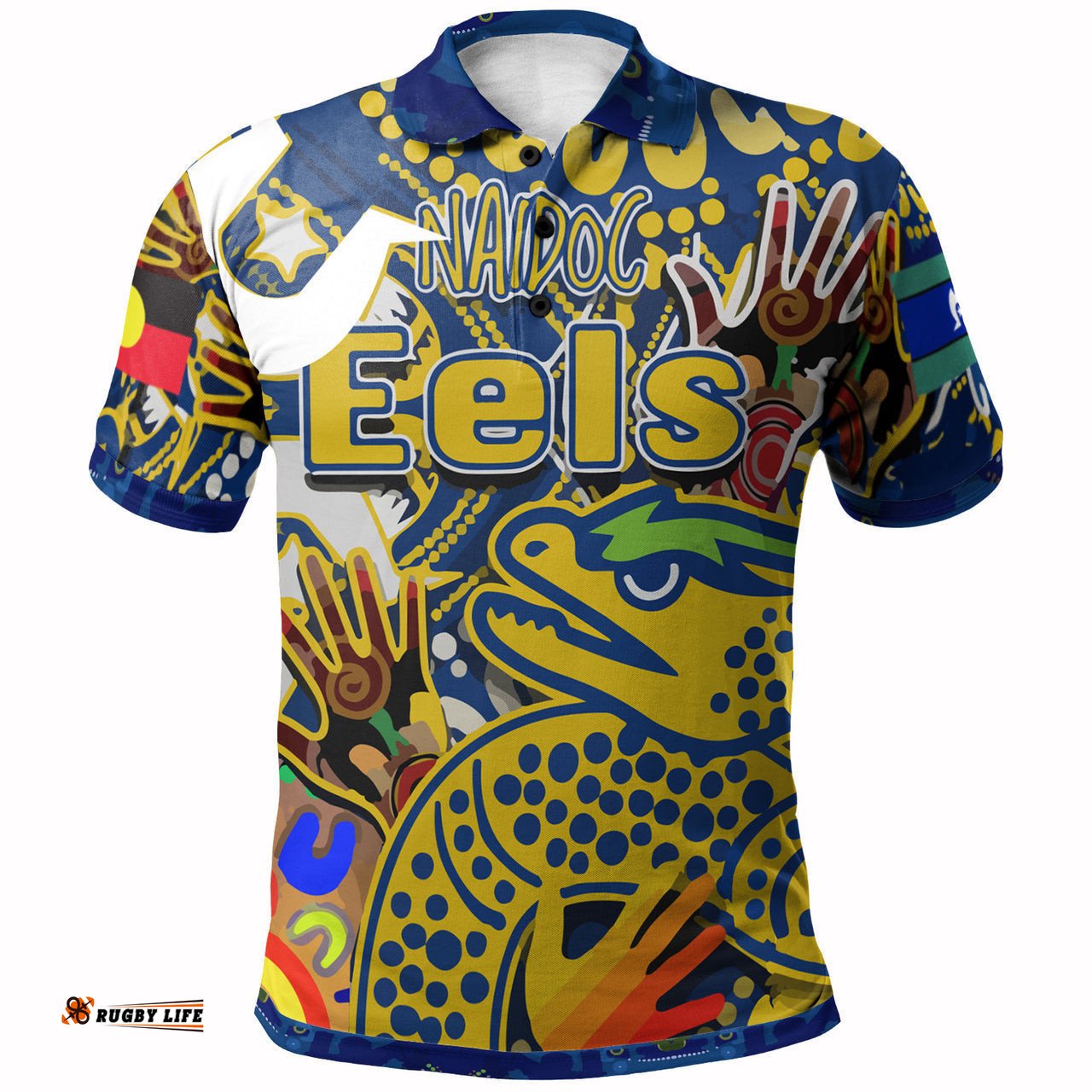 Naidoc Eels Rugby Custom Polo Shirt - Eels NAIDOC Week celebrations RLT13