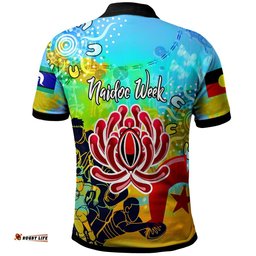 Waratahs Rugby Naidoc Week Polo Shirt - Custom NSW Waratahs Naidoc Week with Aboriginal "Get up! Stand up! Show up!" Polo Shirt