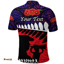 Custom Personalised New Zealand Maori ANZAC Polo Shirt Remembrance Soldier - Purple