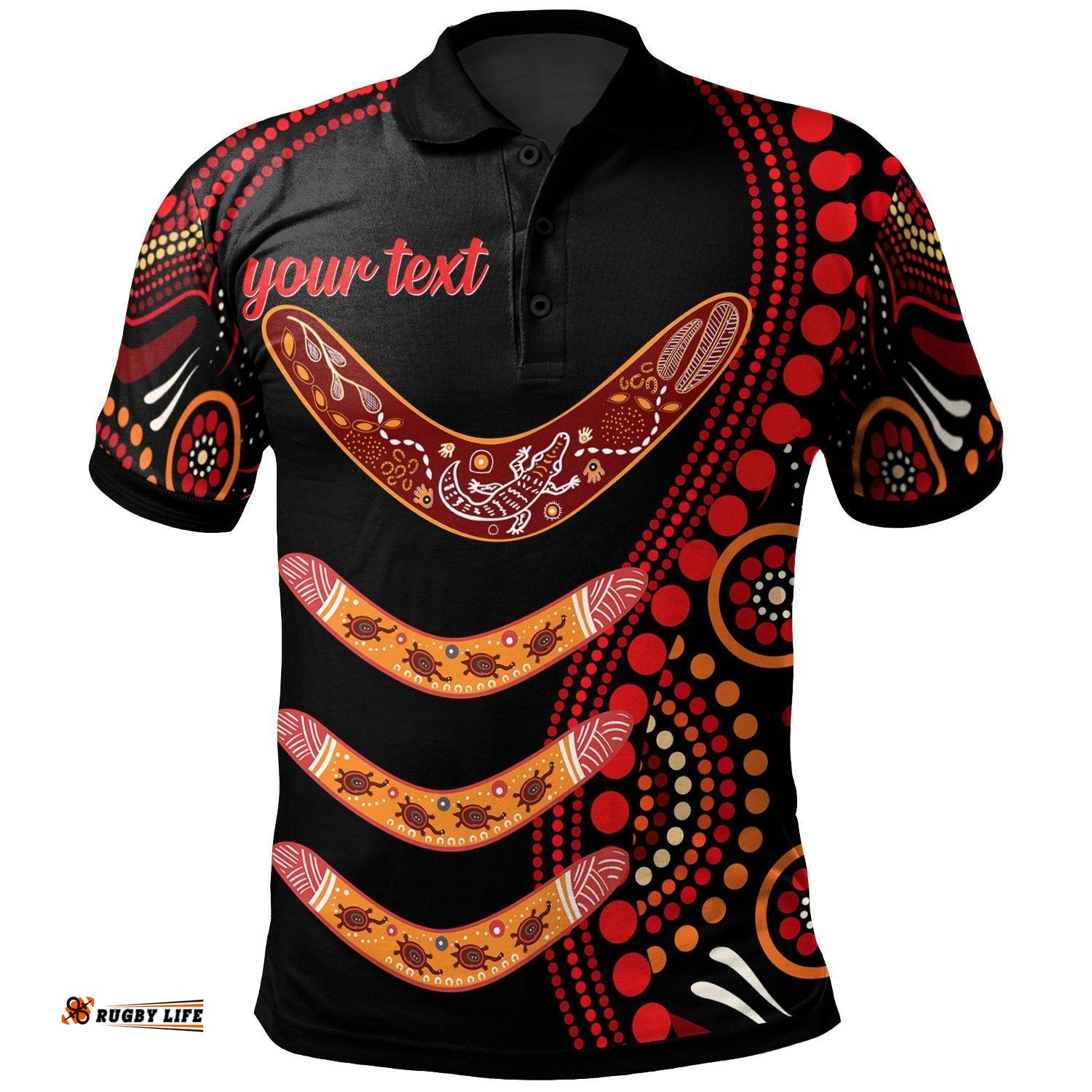 Aboriginal Personalised Polo Shirt - Aboriginal Boomerangs With Dot Painting Pattern