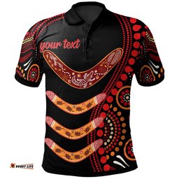 Aboriginal Personalised Polo Shirt - Aboriginal Boomerangs With Dot Painting Pattern