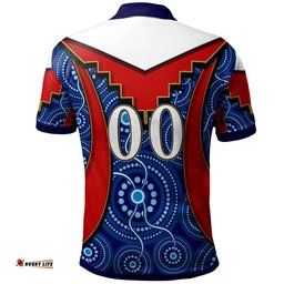 Roosters Rugby Polo Shirt - Custom Rooster With Rugby Ball Aboriginal Dot Painting Personalised Player And Number Polo Shirt
