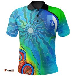 Polo Shirt - Torres Strait Islanders Flag with Aboriginal Patterns Shirt