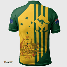 Custom Polo Shirts -  Australia Kangaroo Sign National Color
