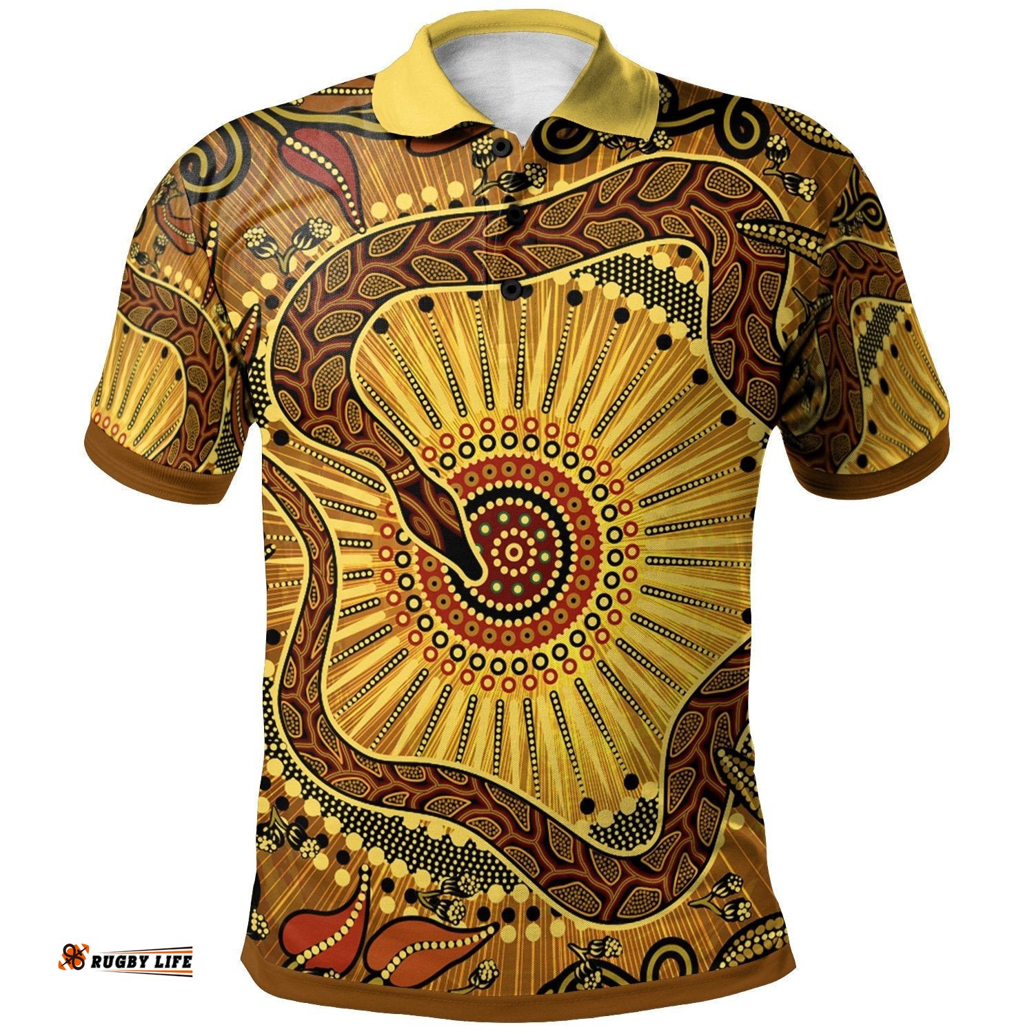 Polo Shirt - Australian Aboriginal Snake - Rainbow Serpent