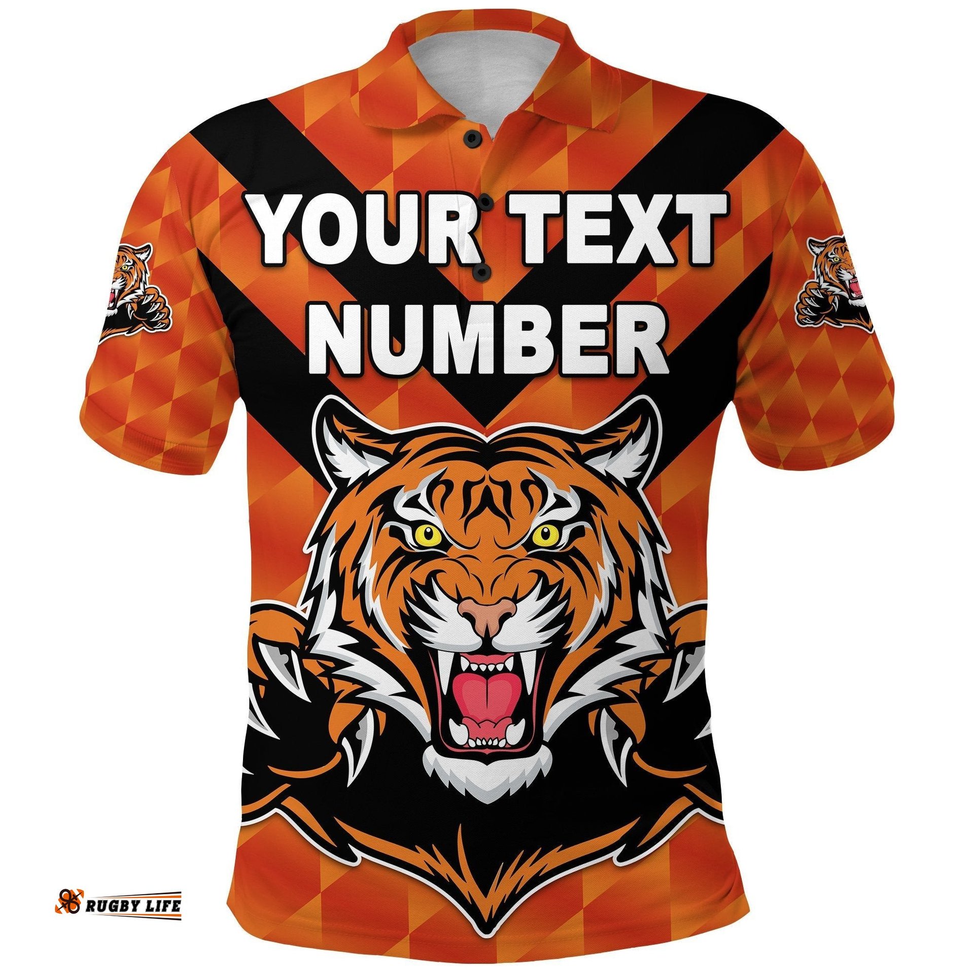 Custom Personalised Balmain Polo Shirt Tigers Orange Vibes No.1