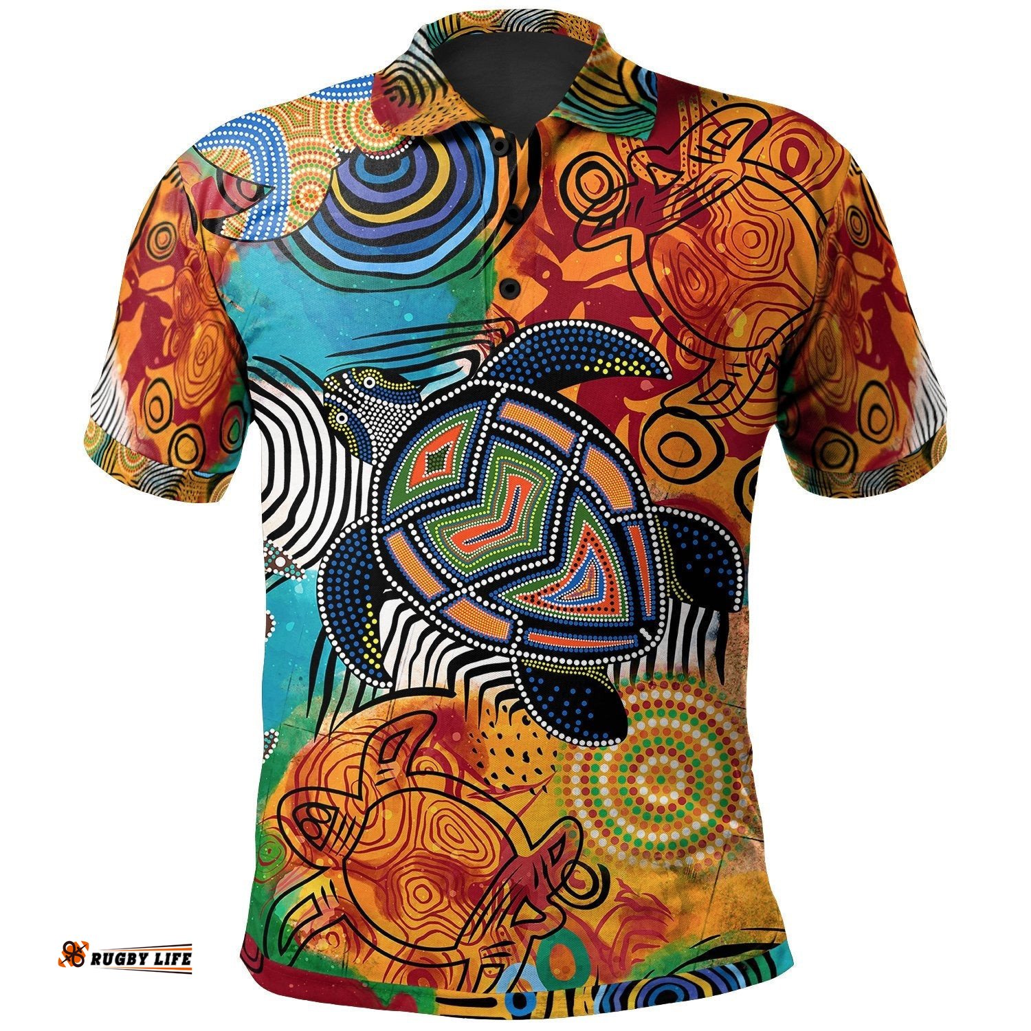 Aboriginal Polo Shirt - Turtle Indigenous Art