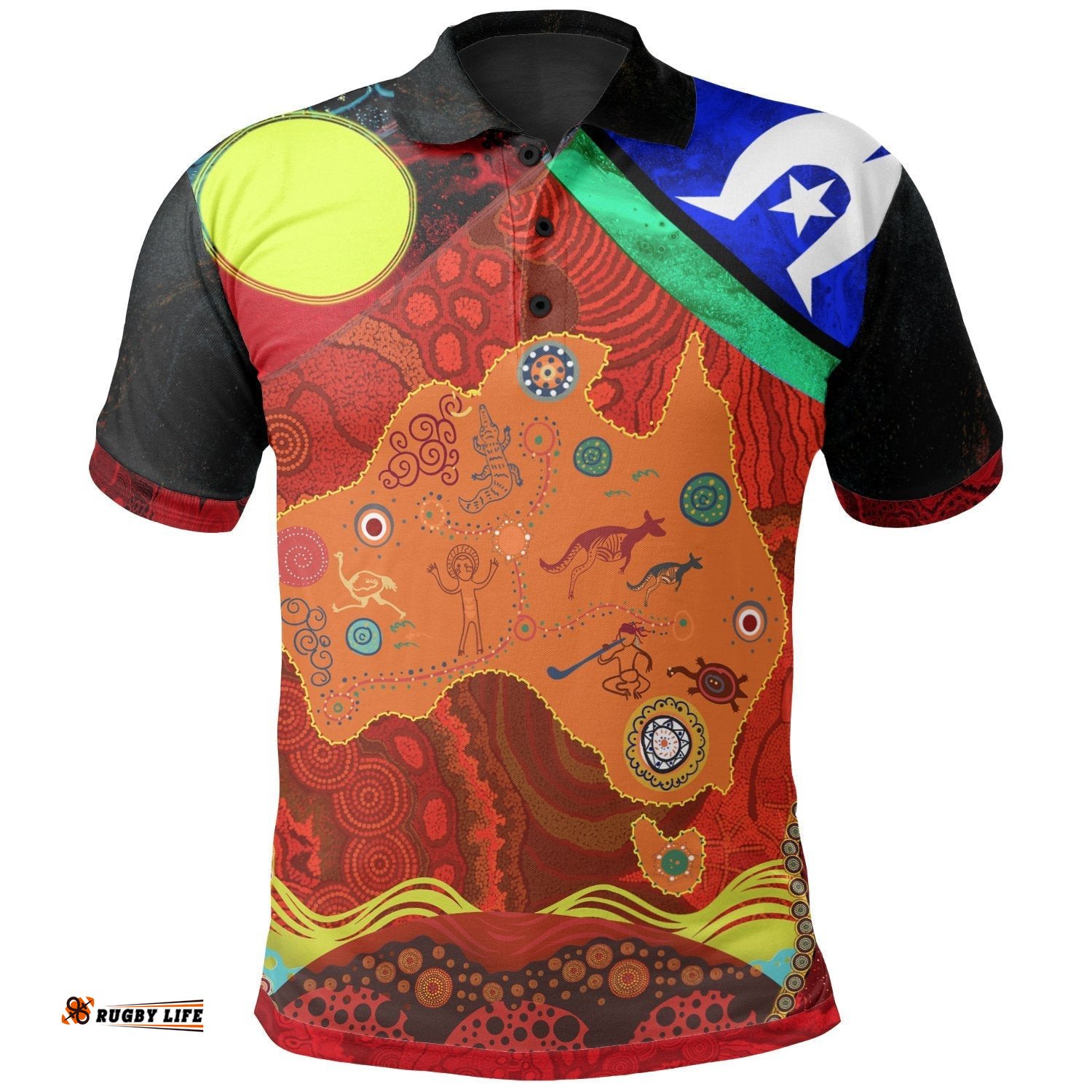 Polo Shirt, Aboriginal Red Patterns Naidoc Week