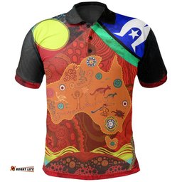 Polo Shirt, Aboriginal Red Patterns Naidoc Week