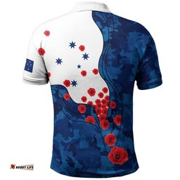 Anzac Lest We Forget Polo Shirt - Australian Flag Color -
