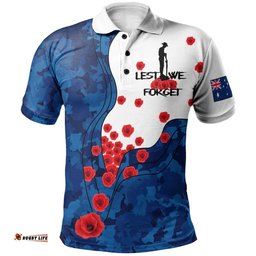 Anzac Lest We Forget Polo Shirt - Australian Flag Color -