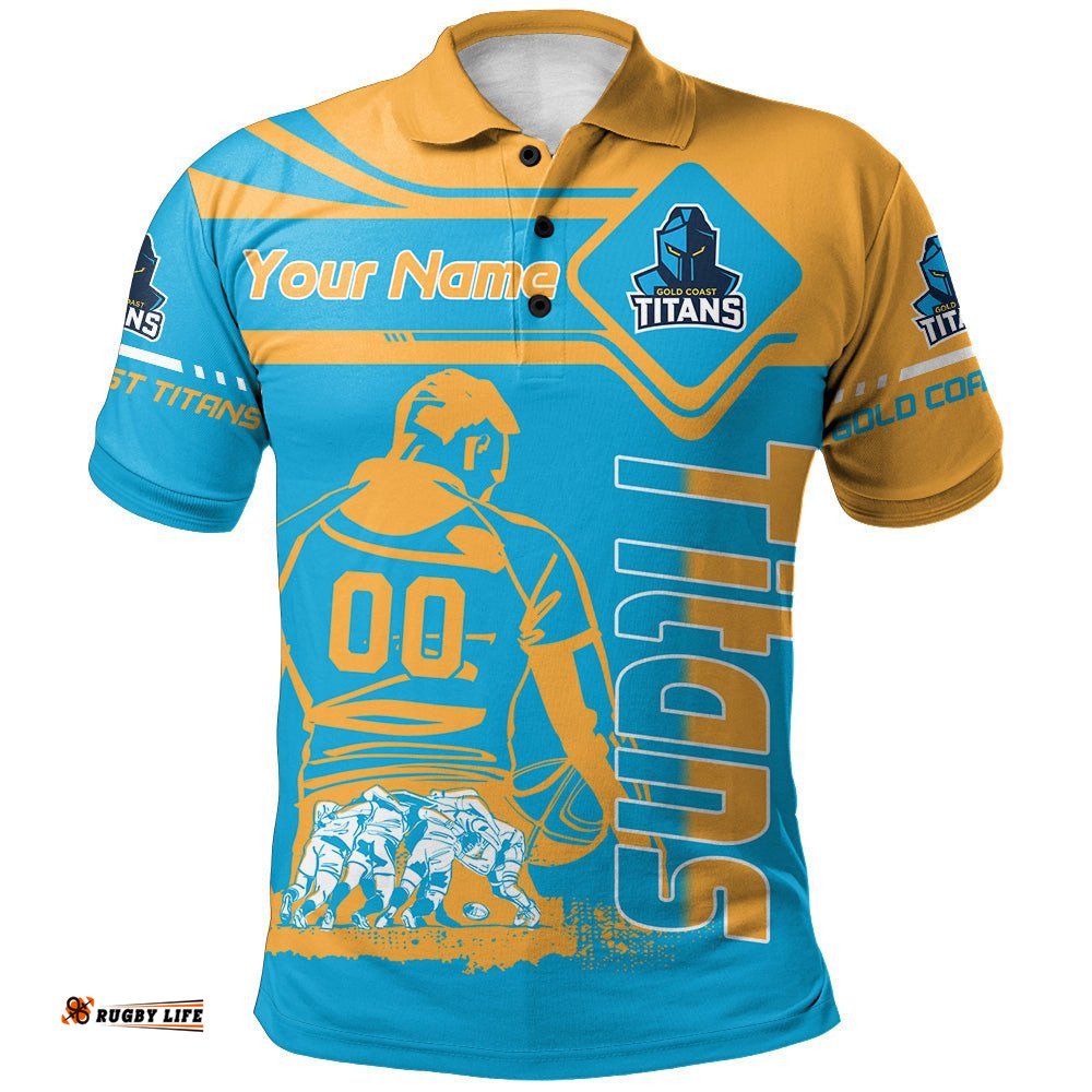 Gold Coast Titans Polo Shirt Personalized Pentagon Style- NRL