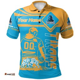 Gold Coast Titans Polo Shirt Personalized Pentagon Style- NRL