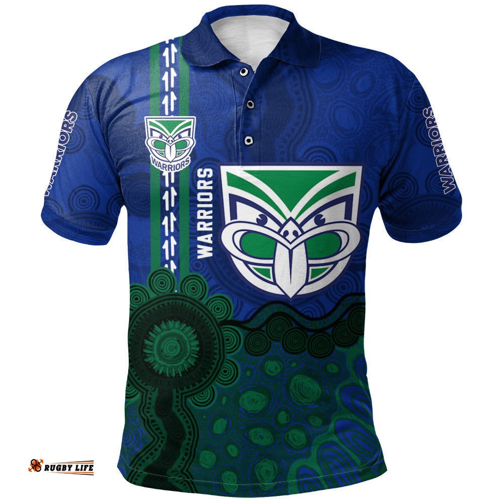 New Zealand Warriors Aboriginal Polo Shirt Rugby Indigenous Kangaroo Tracks - NRL