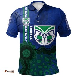 New Zealand Warriors Aboriginal Polo Shirt Rugby Indigenous Kangaroo Tracks - NRL