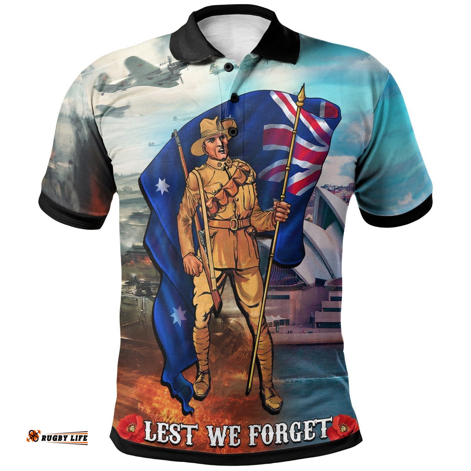 Anzac Polo Shirts - Australian Soldier