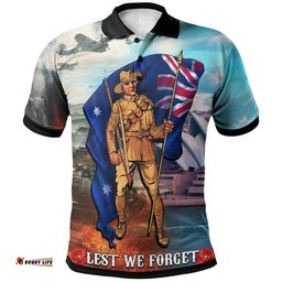 Anzac Polo Shirts - Australian Soldier