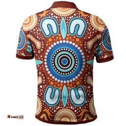 Aboriginal Polo Shirts - Indigenous Circle Dot Painting Ver02