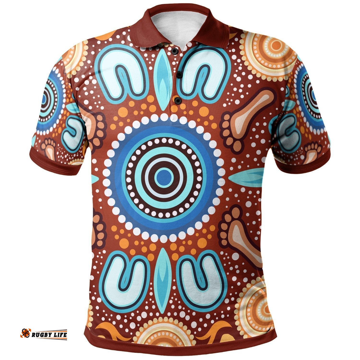 Aboriginal Polo Shirts - Indigenous Circle Dot Painting Ver02