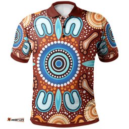 Aboriginal Polo Shirts - Indigenous Circle Dot Painting Ver02