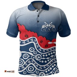 Cats Polo Shirt Anzac Day Poppy Flowers