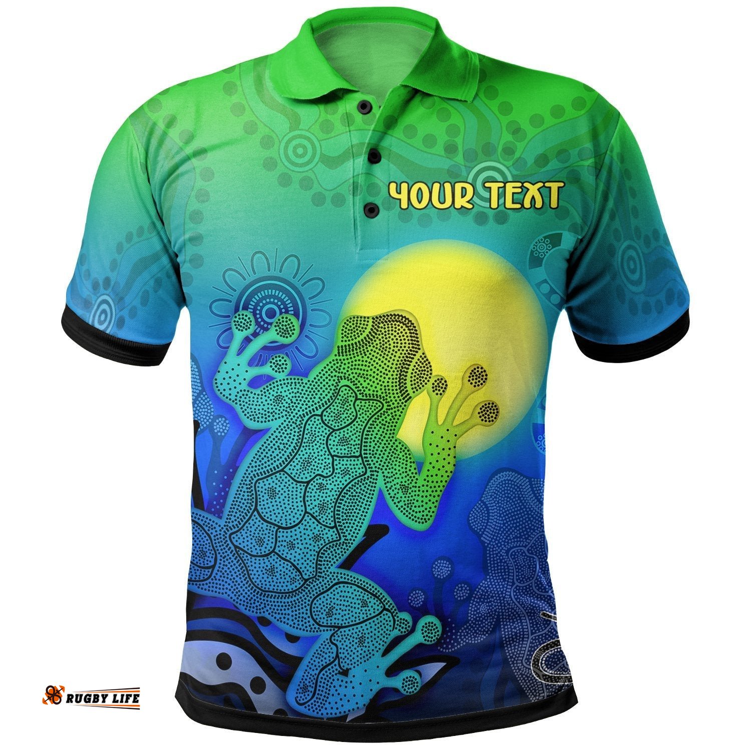 CustomAboriginal Polo Shirts - Indigenous Frog Blue