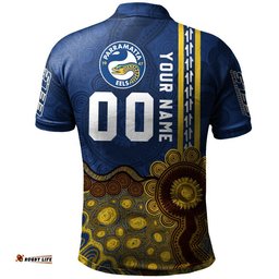 Parramatta Eels Aboriginal Polo Shirt Rugby Indigenous Kangaroo Tracks - NRL