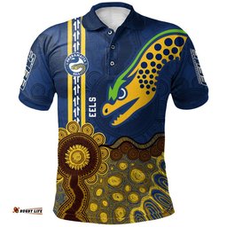 Parramatta Eels Aboriginal Polo Shirt Rugby Indigenous Kangaroo Tracks - NRL