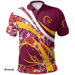 Brisbane Broncos Polo Hibiscus Sport Style - NRL