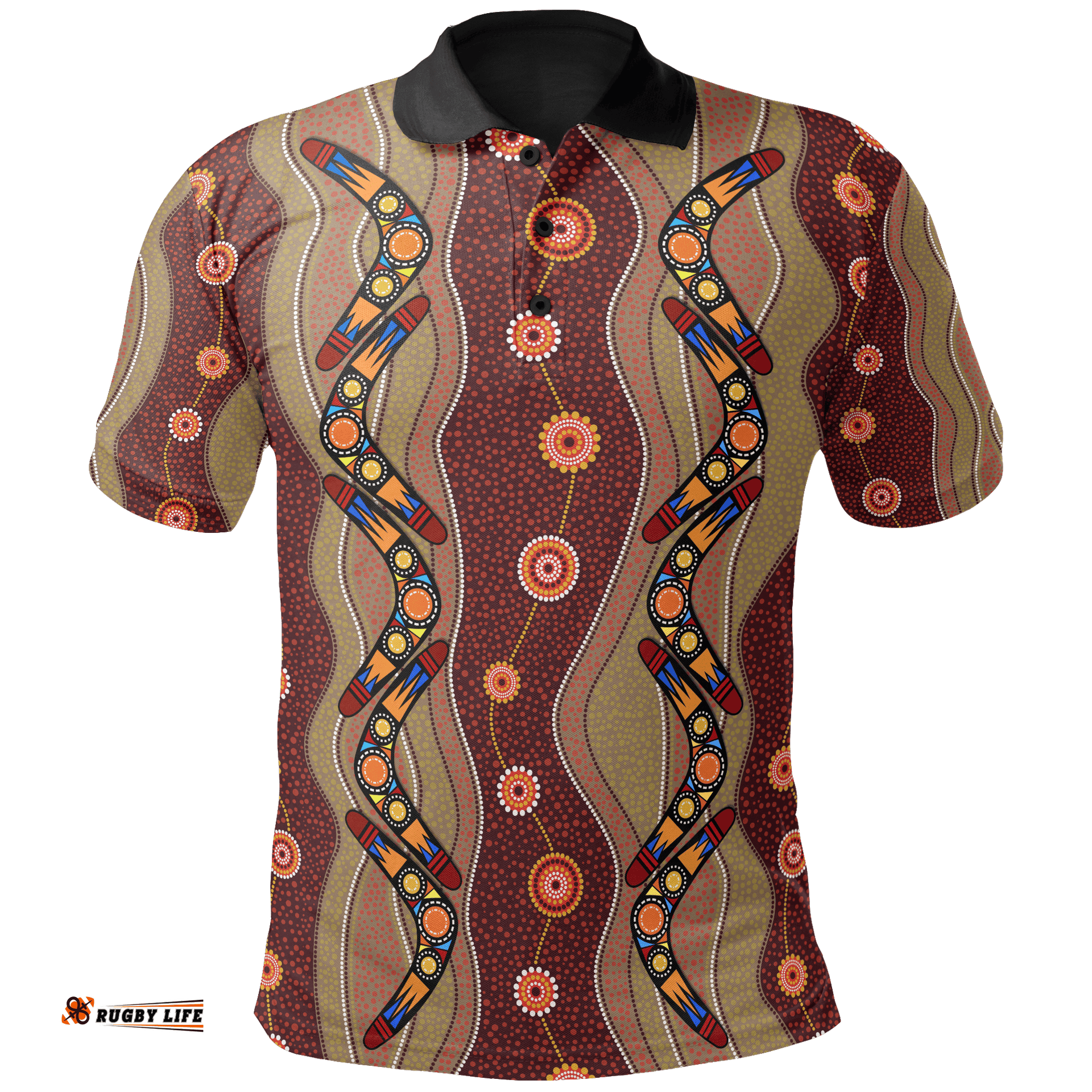 Polo Shirt - Aboriginal Dot Painting Shirt Boomerang Patterns - Unisex