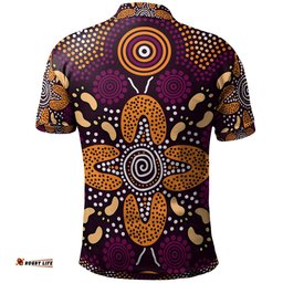 Aboriginal Polo Shirt  - Flowers Dot Panting Art