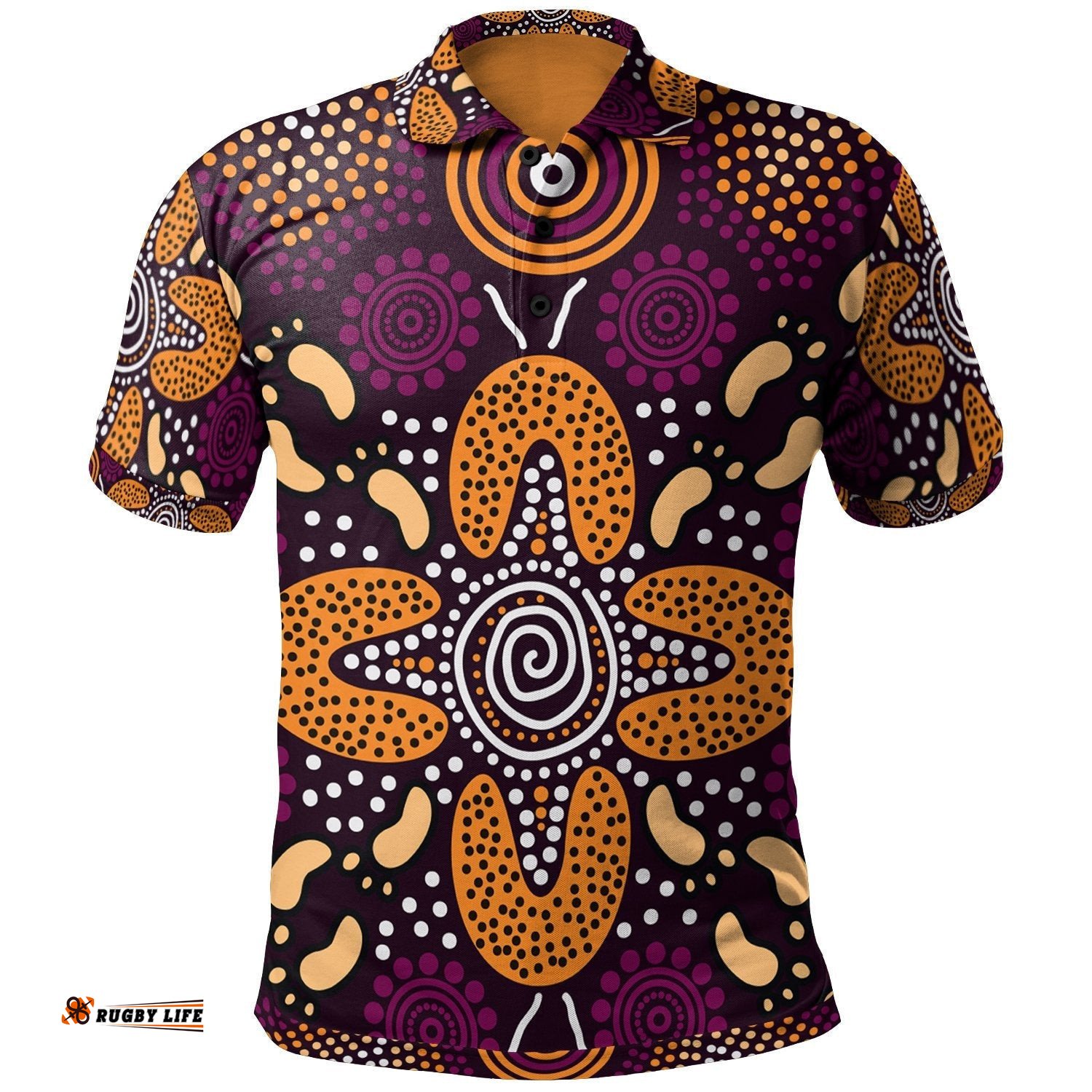 Aboriginal Polo Shirt  - Flowers Dot Panting Art
