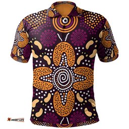 Aboriginal Polo Shirt  - Flowers Dot Panting Art