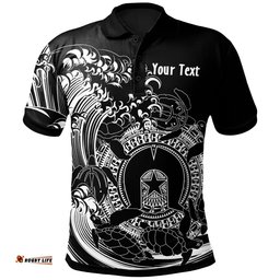 CustomAboriginal Polo Shirt, Torres Strait Islands in Wave Black
