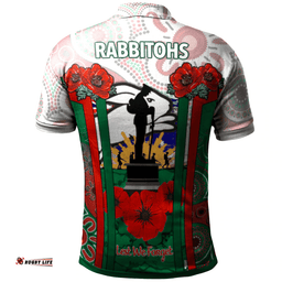 Rabbitohs Rugby Aboriginal Anzac Polo Shirt - NRL