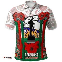 Rabbitohs Rugby Aboriginal Anzac Polo Shirt - NRL