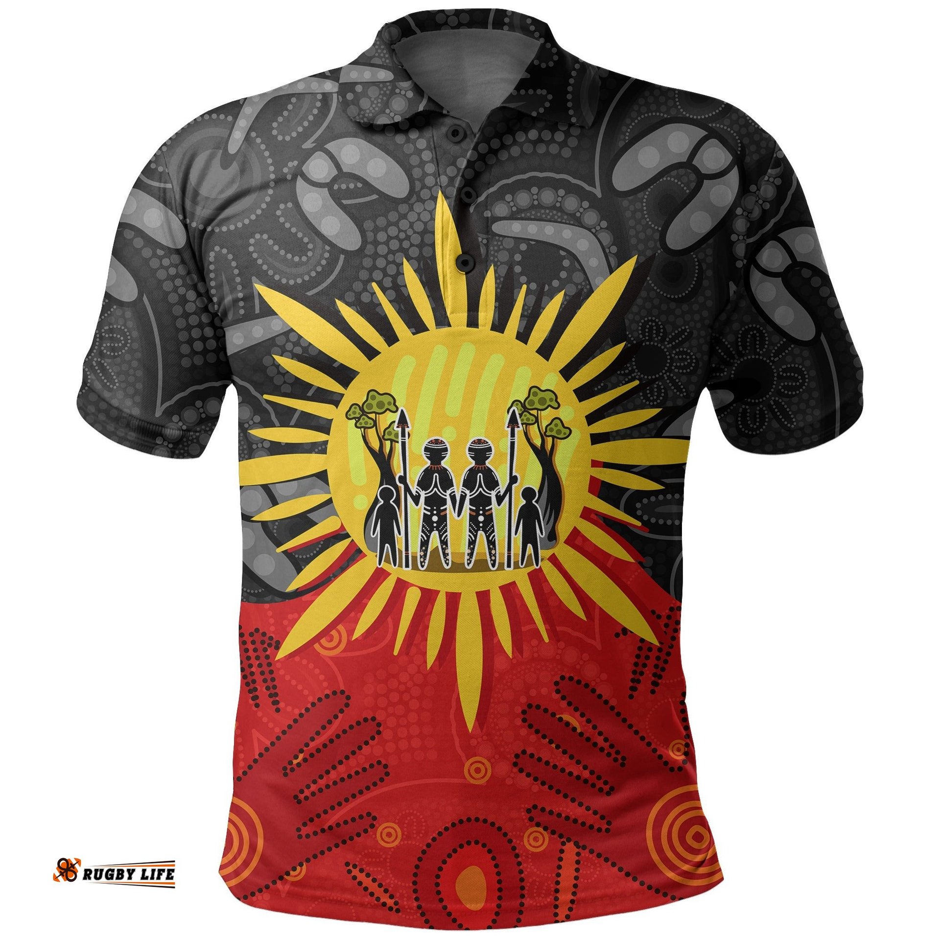 Custom PersonalisedAboriginal Family Polo Shirt Flag Style