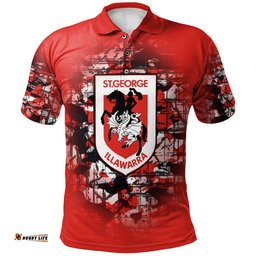 St. George Illawarra Dragons Polo Shirt Camouflage Vintage  - NRL